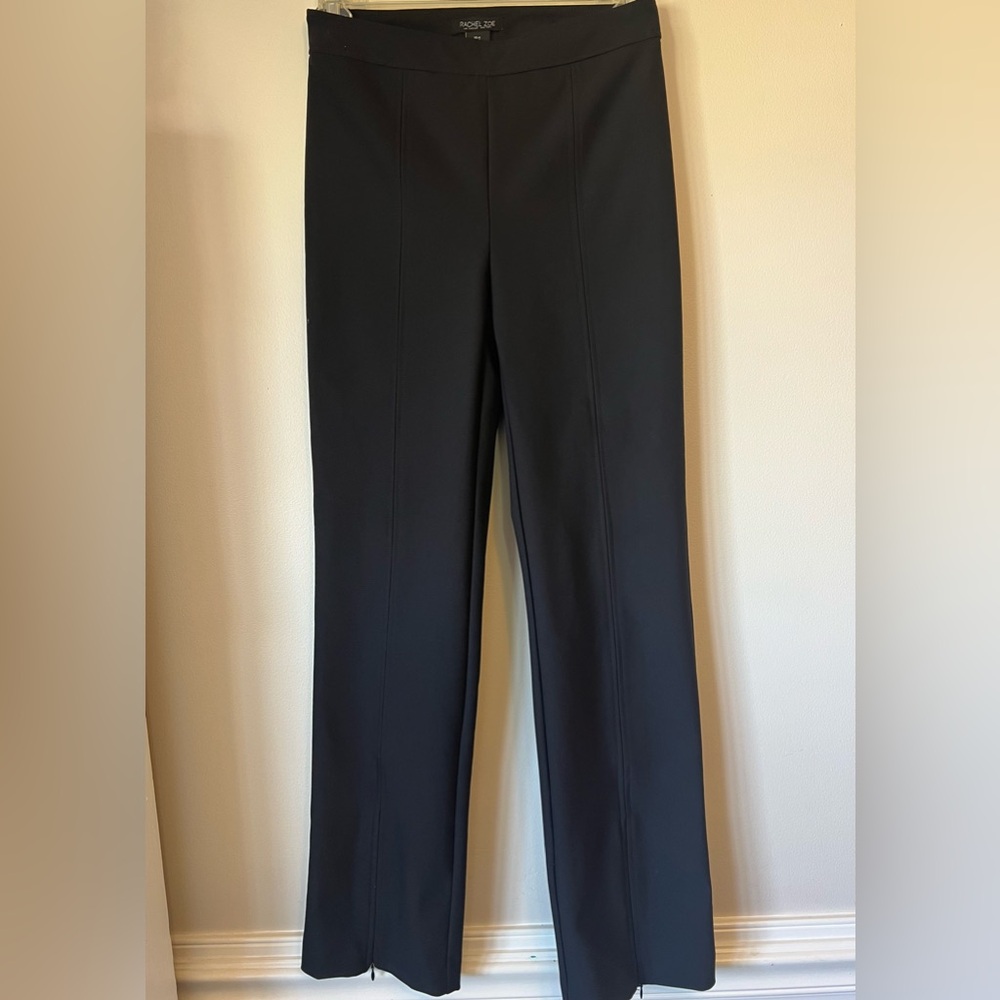 Rachel Zoe Black Dress Pants Front Slit Elastic Waist Size 4 Work Office Dressy